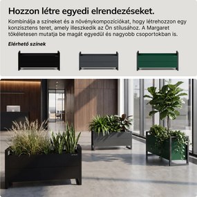 Alacsony fém virágcserép-burkolat, fekete, 1000x430x380 mm: MARGARET