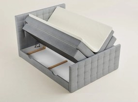 Szürke ágyneműtartós boxspring ágy 200x200 cm Tasca – Maison de Rêve