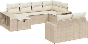 vidaXL 10 részes bézs polyrattan kerti ülőgarnitúra párnával