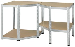Juskys Sarokpolc - 160x75x40-75 cm - ezüst színű