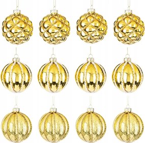 Karácsonyfadísz Glamour 8cm Arany Kpl 12db Karácsonyfadísz