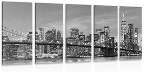 5-részes kép csodás Brooklyn híd fekete fehérben