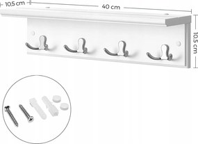 Akasztós fogas fém Songmics fehér LHR42WT