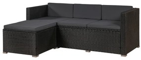 Juskys Kerti rattan szett Punta Cana M - fekete/antracit párnák