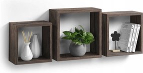 Akasztós Polc Dekoratív Kocka Barna Dekoratív x3