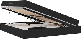 vidaXL Ágy tárolóval és matraccal Fekete 200 x 200 cm Poliészter