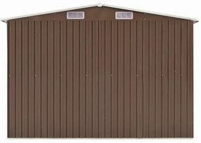 barna fém kerti fészer 257 x 489 x 181 cm