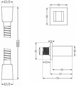 Mexen tartozékok - rejtett 1 pontos kézizuhany készlet R-02, grafit, 785006050-66