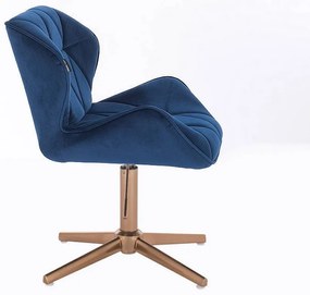 HR111CROSS Tengerkék modern velúr szék arany lábbal
