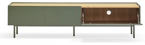 Zöld-natúr színű TV-állvány tölgyfa dekorral 180x45 cm Arista – Teulat