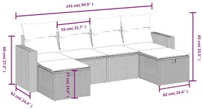 6 részes szürke polyrattan kerti ülőgarnitúra párnákkal