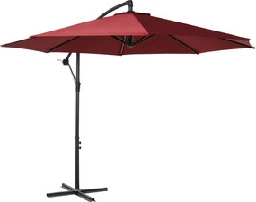 Outsunny Ø 295 cm Eccentrikus Parasol Kerti Napernyő Állítható Szögű Kereszt Alappal és Kézi Kurblival | Aosom
