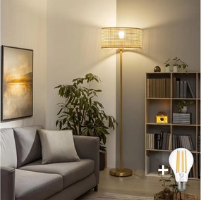 Brilagi - LED állólámpa CERIA 1xE27/20W/230V átm. 25 cm bambusz/arany