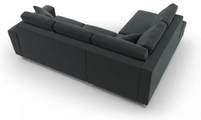 Sötétszürke bársony kinyitható tárolóhelyes sarokkanapé (bal oldali-L alakú) Kyoto – Cosmopolitan Design