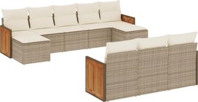 vidaXL 10 részes bézs polyrattan kerti ülőgarnitúra párnával