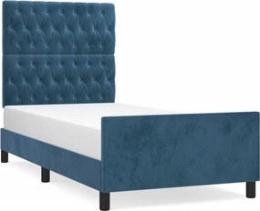 vidaXL sötétkék bársony ágykeret matrac nélkül 90x200 cm