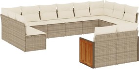 vidaXL 12 részes bézs polyrattan kerti ülőgarnitúra párnákkal