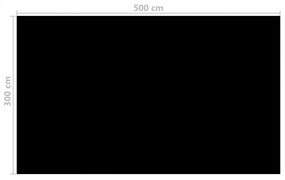 fekete, négyszögletes PE medencetakaró 500 x 300 cm