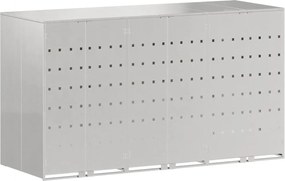 vidaXL Gurulós kuka tároló 3 kukához Ezüst 340 x 77.5 x 115.5 cm