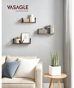 3 fali polc készlet, lebegő polcok,rusztikus barna és fekete