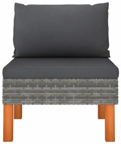 polyrattan és tömör eukaliptuszfa középső kanapé
