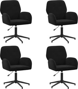 vidaXL Forgós Íróasztali Székek 4 db 54 x 55 x 90 cm Fekete Bársony