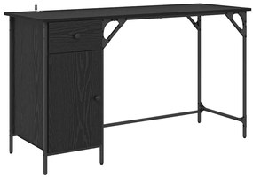 vidaXL Számítógépes asztal Fekete tölgy 131 x 48 x 75 cm Faanyag