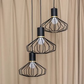 SOLANO kábeles csillár 3xE27/15W/230V fekete/arany