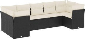 vidaXL 7 részes fekete polyrattan kerti ülőgarnitúra párnával