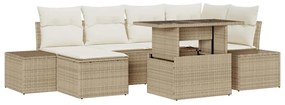 vidaXL Kerti Kanapé Szett párnával 7 pcs bézs és krémszínű