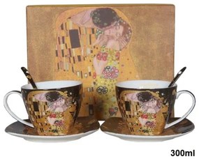 Porceláncsésze+alj kanállal, 2 személyes, 300ml, Klimt:The Kiss