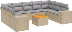 vidaXL 10 részes bézs polyrattan kerti ülőgarnitúra párnával