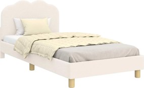 vidaXL Gyerekágy kerettel fejtámlával Krém 80 x 200 cm Juh Gyapjú