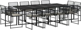vidaXL 13 részes fekete polyrattan kerti ülőgarnitúra párnákkal