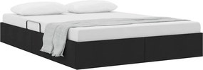 vidaXL Tárolós Ágy fejtámlával tárolóval Fekete 140 x 190 cm szövet