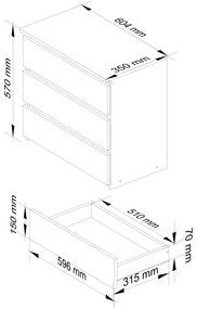 Komód Cleania CL3 (szonoma tölgy + fehér). 1068945