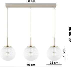 Brilagi - Kábeles függőlámpa STELLA 3xE27/60W/230V bézs/arany