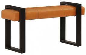 fekete-barna valódi kecskebőr pad 110 cm