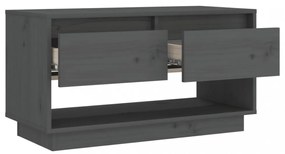 szürke tömör fenyőfa TV-szekrény 74x34x40 cm