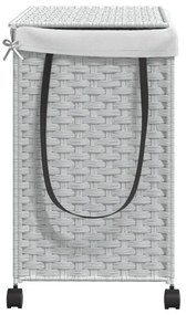 fehér rattan szennyeskosár kerekekkel 60x35x60,5 cm