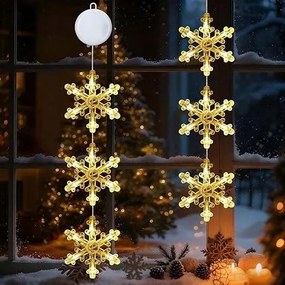 LED-es karĂĄcsonyi fĂ©nyfĂŒzĂ©r ablakra hĂłpelyhek tapadĂłkorongokkal 63 cm 2db