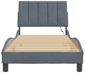 sötétszürke bársony ágykeret LED-világítással 80 x 200 cm