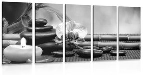 5-részes kép Feng Shui csendélet fekete fehérben