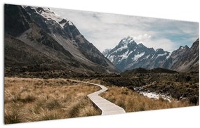 Kép - Sétány a hegységben Mt. Cook (120x50 cm)