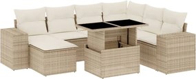 vidaXL 8 részes bézs polyrattan kerti ülőgarnitúra párnával