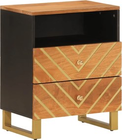 vidaXL barna és fekete tömör mangófa éjjeliszekrény 50x33x60 cm