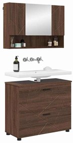 Fürdőszoba bútor szett 2 pcs barna tölgy 76.5 x 35 x 64 cm