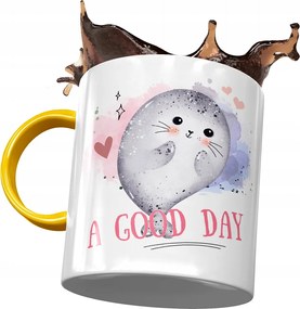 Sárga bögre pecséttel ajándékba fotónyomattal