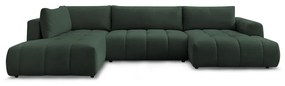 Zöld kinyitható-tárolóhelyes sarokkanapé (bal oldali-U alakú) Fuji – Bobochic Paris