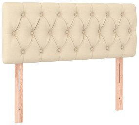 krémszínű szövet rugós és LED-es ágy matraccal 90x200 cm
